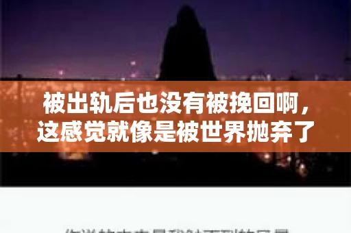 被出轨后也没有被挽回啊，这感觉就像是被世界抛弃了一样。我曾经也经历过这样的事情，那种心如刀割的痛，至今仍记忆犹新。今天，我想和大家聊聊这个话题，希望能给那些正在经历或者曾经经历过类似痛苦的人一些安慰和帮助。