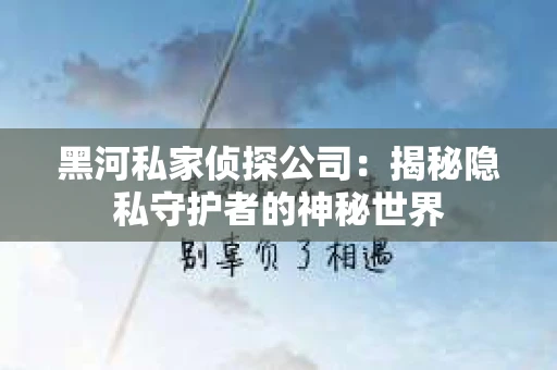 黑河私家侦探公司：揭秘隐私守护者的神秘世界