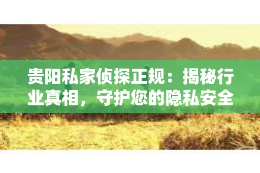 贵阳私家侦探正规：揭秘行业真相，守护您的隐私安全