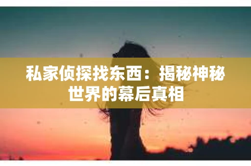 私家侦探找东西：揭秘神秘世界的幕后真相